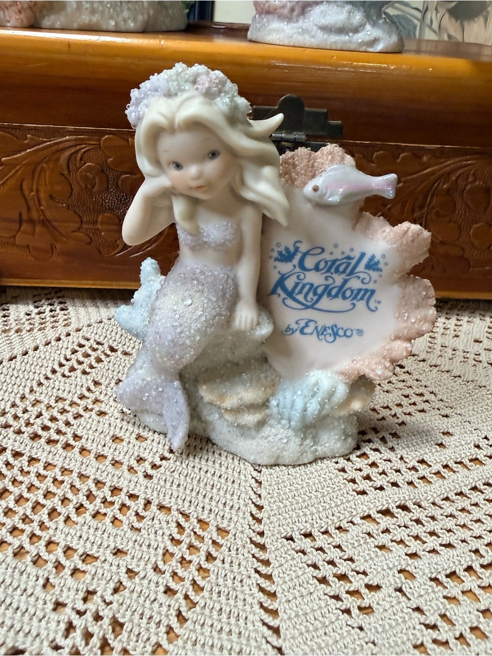 1993 Enesco Coral Kingdom Athena With Signage Mermaid Figurine